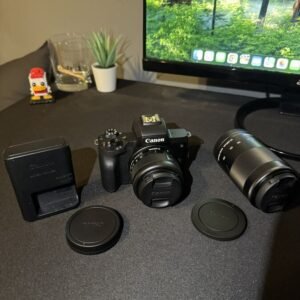 Canon EOS M50 Mirrorless Camera - Black (15-45mm & 55-200mm Lens) MINT COND.